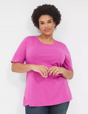 Lane Bryant Perfect Sleeve Crew-Neck Tee Women T Shirts Purple | TML6789QN