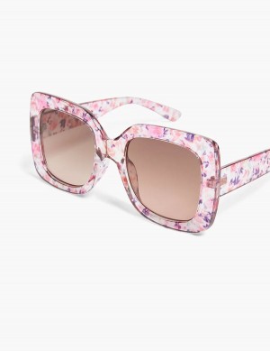 Lane Bryant Pink Floral Oversized Square Women Sunglasses Pink Multicolor | QWH7150MV