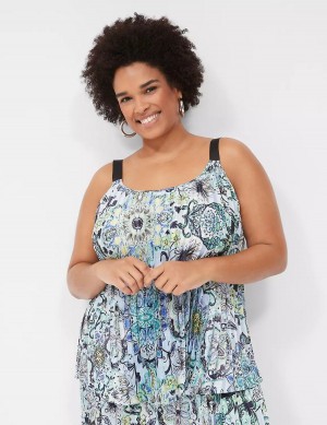 Lane Bryant Pleated Grosgrain-Strap Cami Women Tank Top Blue | RUC8090BN