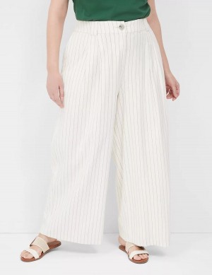 Lane Bryant Pleated Wide Leg Women Pants White | AZH1492PE