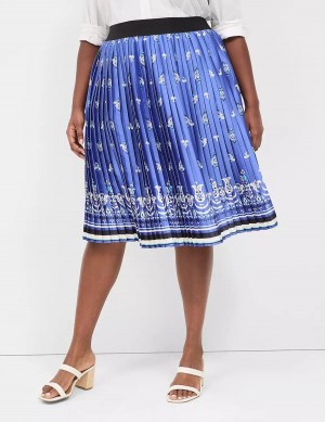 Lane Bryant Pleated Women Skirts Blue | GDL3611PU