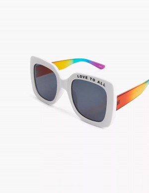 Lane Bryant Pride Love To All Square Women Sunglasses White | TMY8493BV