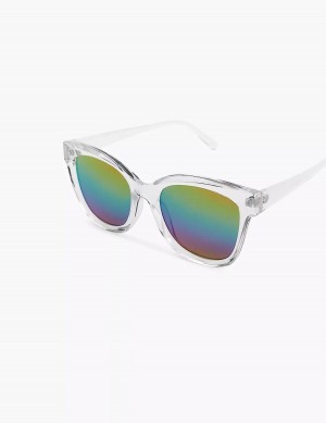 Lane Bryant Pride Rainbow Mirrored Lens Cateye Women Sunglasses White Multicolor | AHK8529IN