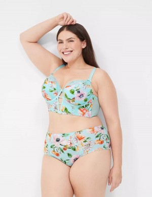 Lane Bryant Printed Boost Longline Women Balconette Bra Turquoise | ZVI6933PC