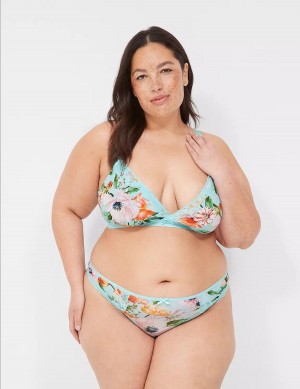 Lane Bryant Printed Lace-Trim Tanga Women Briefs Turquoise | JUF3796XF