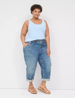 Lane Bryant Pull-On Fit Boyfriend Women Jeans Blue | VHQ715UJ