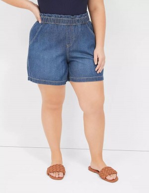 Lane Bryant Pull-On Fit Flirty Jean Women Shorts Blue | QYR2793WH