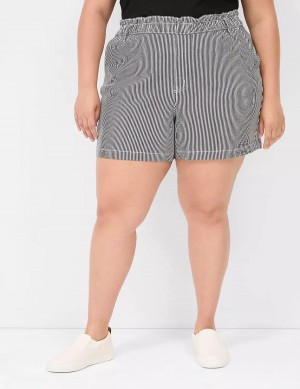 Lane Bryant Pull-On Fit High-Rise Jean Women Shorts Black Stripes | RPD8528MM