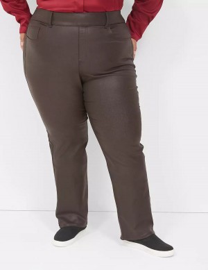 Lane Bryant Pull-On High-Rise Straight Coated Women Jeans Chocolate | EVB683ED