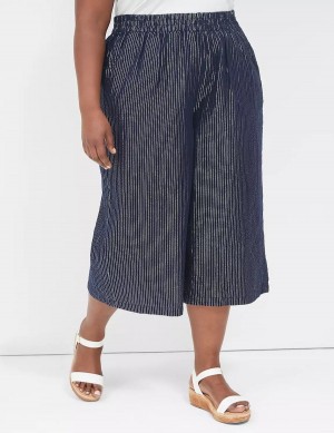 Lane Bryant Pull-On Lurex Gauze Crop Wide Leg Women Pants Blue | STS9232SI