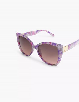 Lane Bryant Purple Marble Cateye Women Sunglasses Purple Multicolor | QJC2012XX