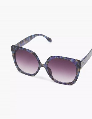 Lane Bryant Purple Tortoiseshell Print Large Cateye Women Sunglasses Blue Black | LNL6233IL