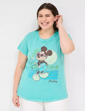 Lane Bryant Rhinestone Mickey Graphic Tee Women T Shirts Green | OCS3646VB