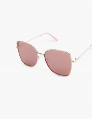 Lane Bryant Rose Goldtone & Bling Butterfly Aviator Women Sunglasses Rose Gold | TSE4968BZ