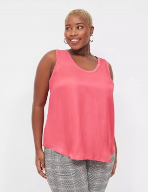 Lane Bryant Satin & Matte Jersey Women Tank Top Pink | VJS3958ZV