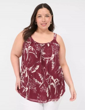 Lane Bryant Scoop-Neck Cami Women Tank Top Burgundy | JVB775CQ