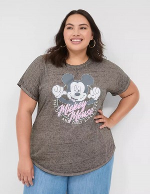 Lane Bryant Scoop-Neck Mickey Graphic Tee Women T Shirts Grey | DYL3292TO