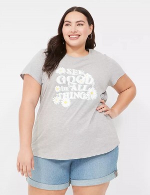 Lane Bryant See Good In All Things Graphic Tee Women T Shirts Grey | DDW2998MP