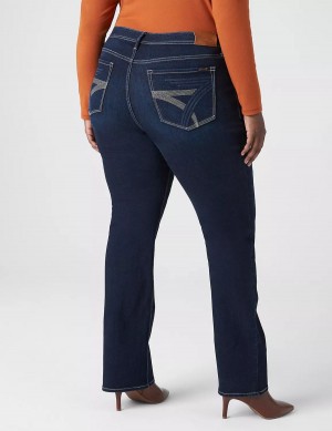 Lane Bryant Seven7 Boot With Back Pocket Embroidery Women Jeans Dark Blue | ARO6630EC