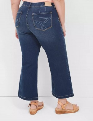 Lane Bryant Seven7 Pull-On Weekender Cropped With Embellished Pockets Women Jeans Dark Blue | PFZ6192UI