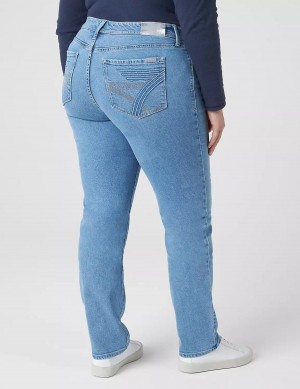 Lane Bryant Seven7 Straight With Back Pocket Embroidery Women Jeans Light Blue | INQ1652NR