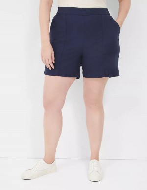 Lane Bryant Slub Pull-On Women Shorts Blue | ZAH519NE