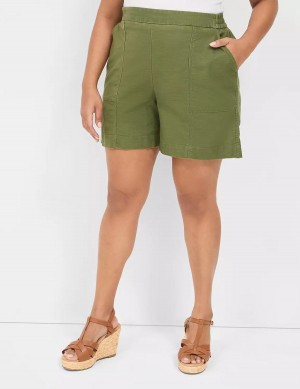 Lane Bryant Slub Pull-On Women Shorts Green | KDC7477AS