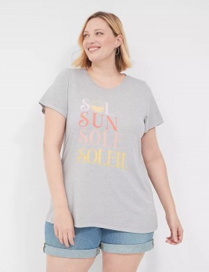 Lane Bryant Sol Sun Graphic Tee Women T Shirts Grey | XXS138PM