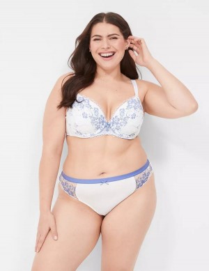 Lane Bryant Stretch Lace Women Thong Panty White | BYF4418AM