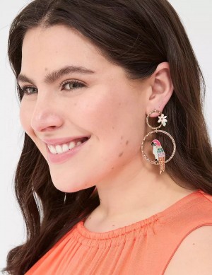 Lane Bryant Summer Whimsy Parrot Statement Women Earrings Gold | MHA1255ML