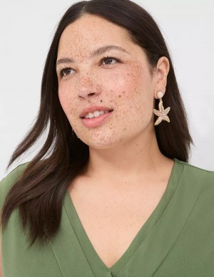 Lane Bryant Summer Whimsy Starfish Statement Women Earrings Gold | CMT4064AC