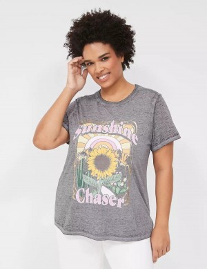 Lane Bryant Sunshine Chaser Graphic Tee Women T Shirts Grey | FOE5415RA