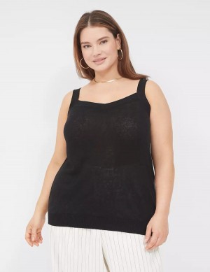 Lane Bryant Sweater Women Tank Top Black | BRP886IW