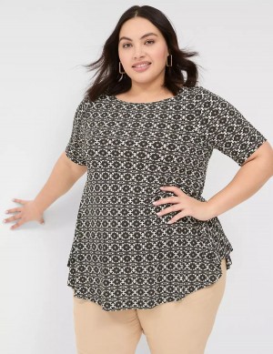 Lane Bryant Swing Boatneck Top Women T Shirts Black | BHI9066II