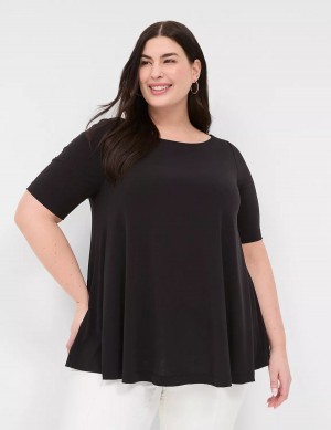 Lane Bryant Swing Boatneck Top Women T Shirts Black | ASJ935WH