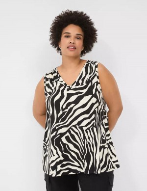 Lane Bryant Swing Cinch-Shoulder Women Tank Top White Black | UPC8780GP