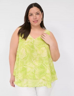 Lane Bryant Swing Double-Layer Chiffon Women Tank Top Light Green | BDZ562BL