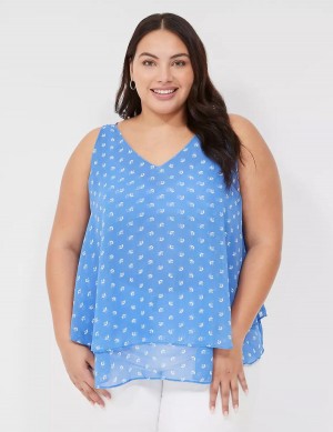 Lane Bryant Swing Double-Layer Chiffon Women Tank Top Blue | GZL5217CB