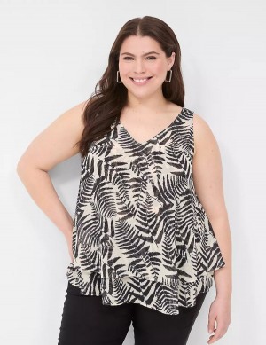 Lane Bryant Swing Double-Layer Chiffon Women Tank Top Black | QHW8712UD