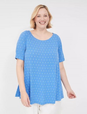 Lane Bryant Swing Matte Jersey Boatneck Top Women T Shirts Blue | XPX2141PD