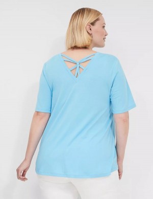 Lane Bryant Swing Strappy-Back Tee Women T Shirts Blue | NBW8528UG