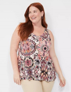 Lane Bryant Swing V-Neck Women Tank Top Multicolor | NQR3632SJ