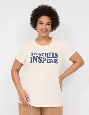 Lane Bryant Teachers Inspire Graphic Tee Women T Shirts White | PSD6850WE