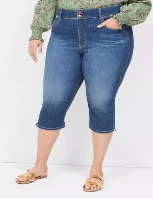 Lane Bryant Tighter Tummy Fit High-Rise Pedal Women Jeans Blue | UPI2190RU