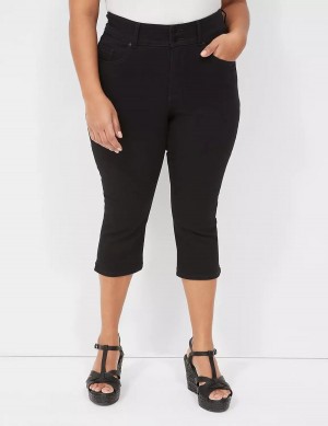 Lane Bryant Tighter Tummy Fit High-Rise Pedal Women Jeans Black | ESG7741LZ