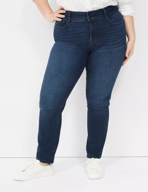 Lane Bryant Tighter Tummy Fit High-Rise Straight Women Jeans Dark Blue | SYP5981PC