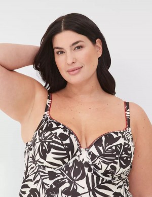 Lane Bryant Underwire Balconette Tankini Women Bikini Top White Black | CXH1892CF