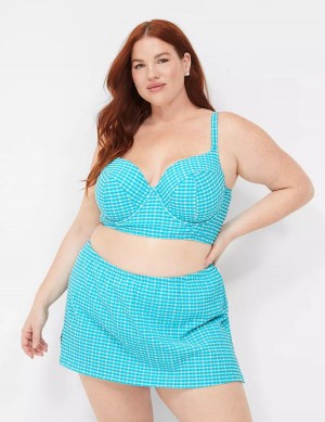 Lane Bryant Underwire Longline Women Bikini Top Blue White | QVB6984FL