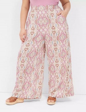 Lane Bryant Wide Leg Vacation Women Pants Pink | URM9497LC