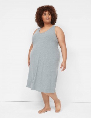 Lane Bryant Wide Rib High-Slit Midi Women Dress Grey | TZT9639GM